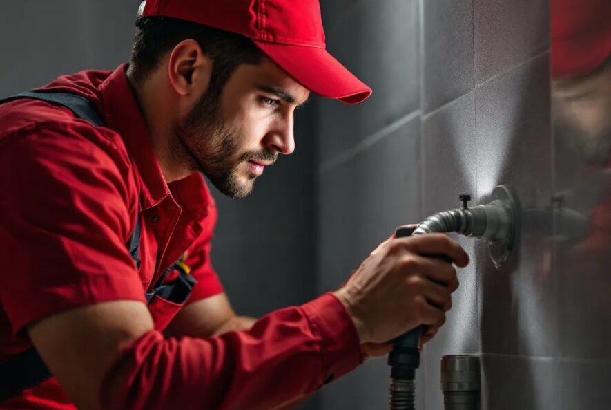 blocked-toilet-repair-roodepoort-crusaders-plumbing-technician-using-drain-auger-to-clear-severely-blocked-toilet-in-residential-bathroom-with-water-safeguards