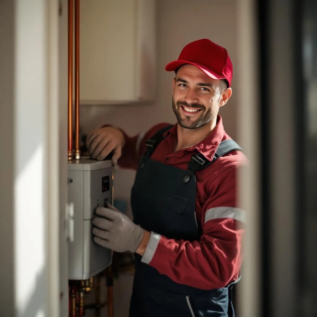 Two Crusaders Plumbing technicians preparing equipment for a geyser repair, demonstrating teamwork, professionalism, and why choosing a trusted plumber in Roodepoort helps homeowners save money.