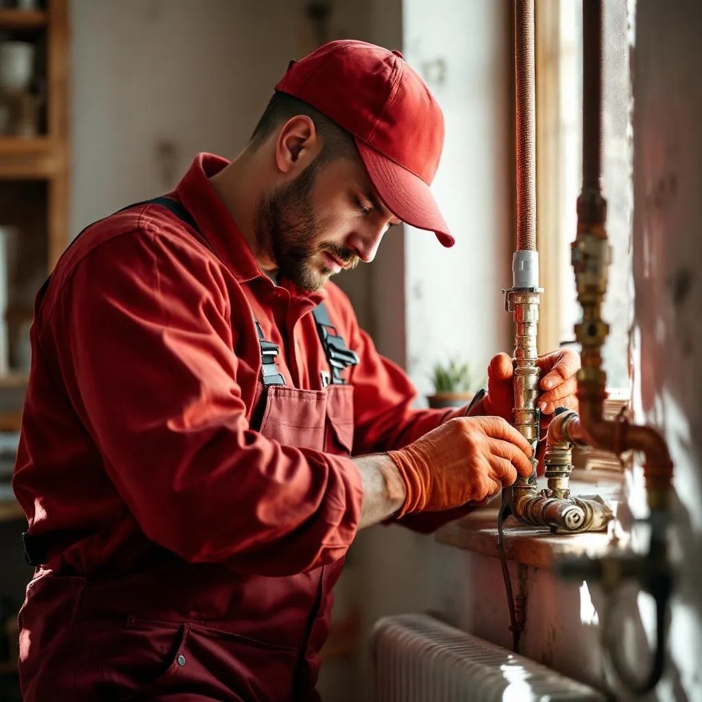 Pipe Repair Morningside showing plumber working on bathroom pipe system in Roodepoort with valves fittings and active repair process visible during residential plumbing service